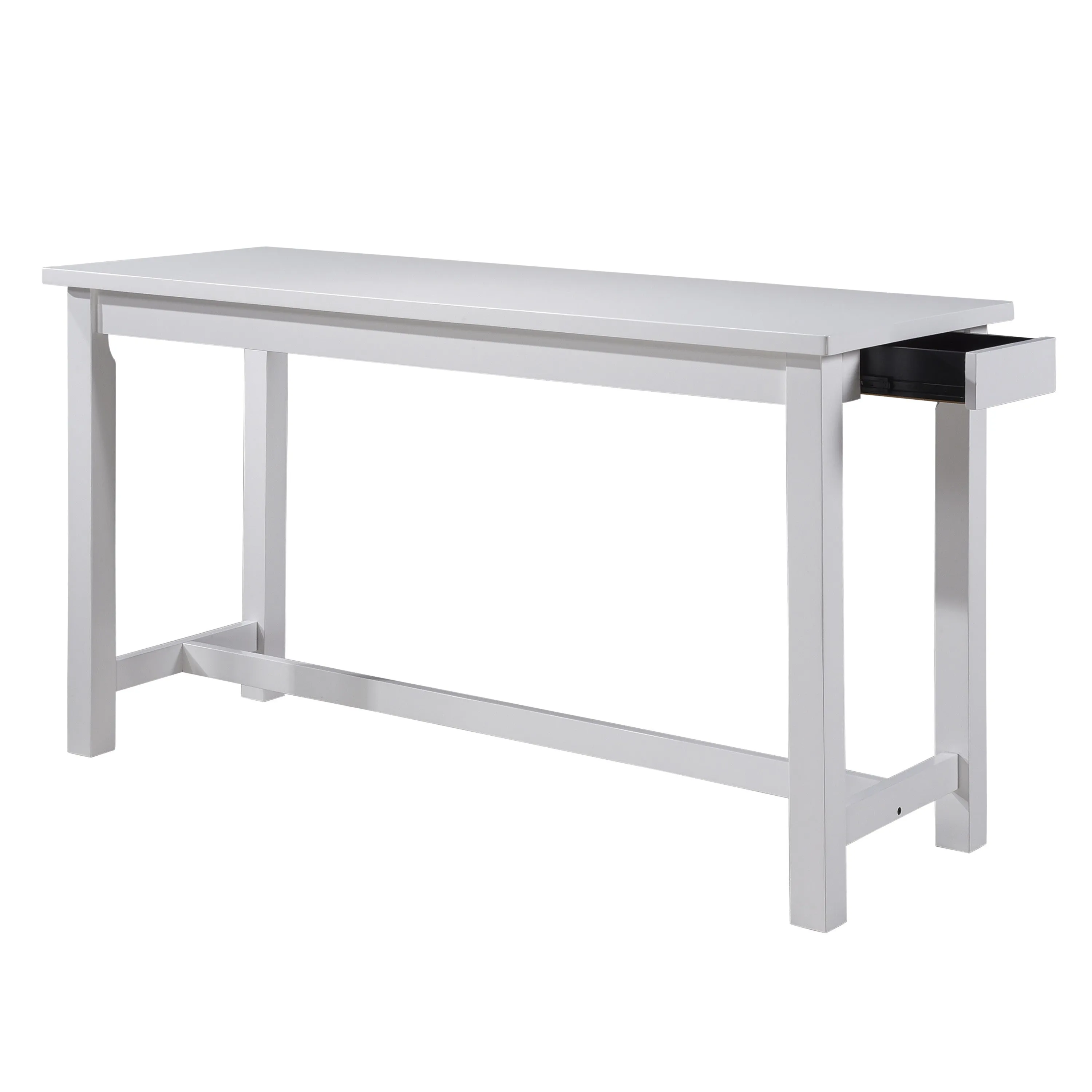 1 Drawer Counter Height Table With Backless Stools,Set Of 4,White And Gray By Benzara