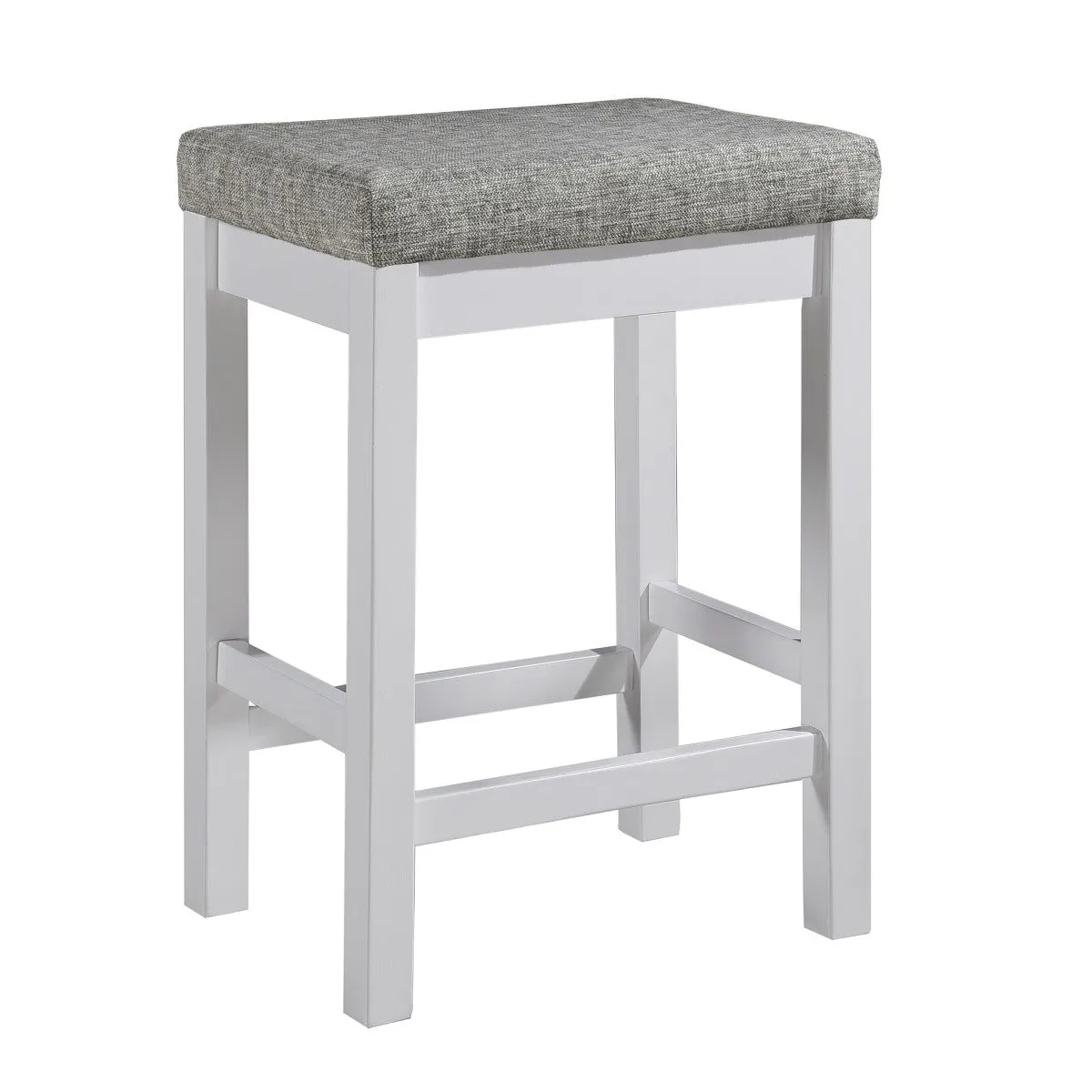 1 Drawer Counter Height Table With Backless Stools,Set Of 4,White And Gray By Benzara