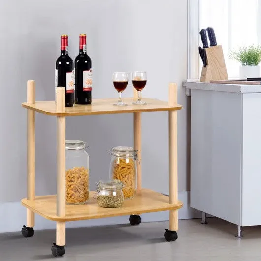 2 Tier Rolling Utility Storage Rack Serving Cart