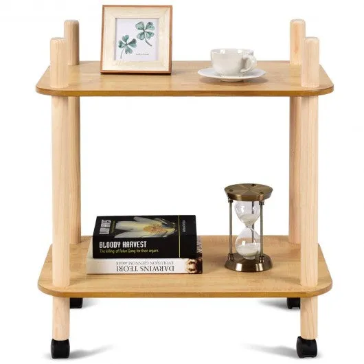 2 Tier Rolling Utility Storage Rack Serving Cart