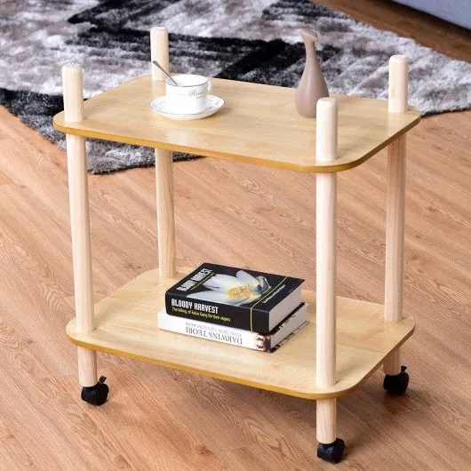 2 Tier Rolling Utility Storage Rack Serving Cart