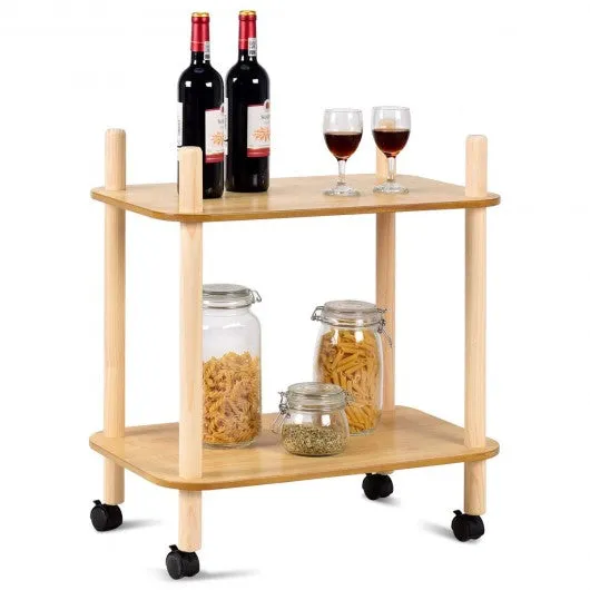 2 Tier Rolling Utility Storage Rack Serving Cart