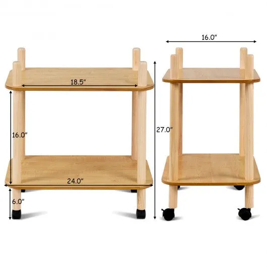 2 Tier Rolling Utility Storage Rack Serving Cart