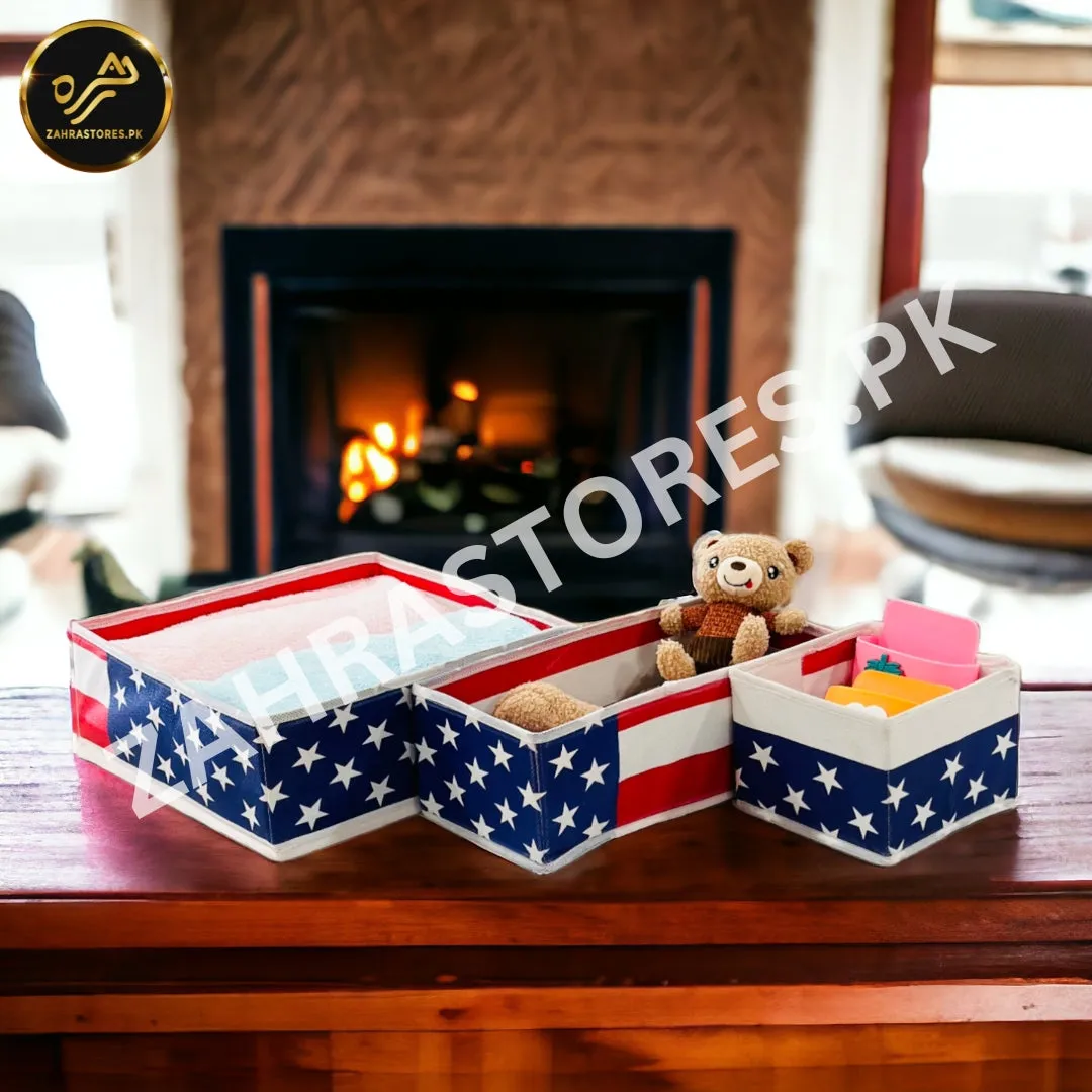 3 Pc Printed Storage Organizer-(USA Flag)