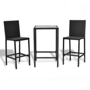 3 Pieces Rattan Outdoor Dining Table and Barstools Set