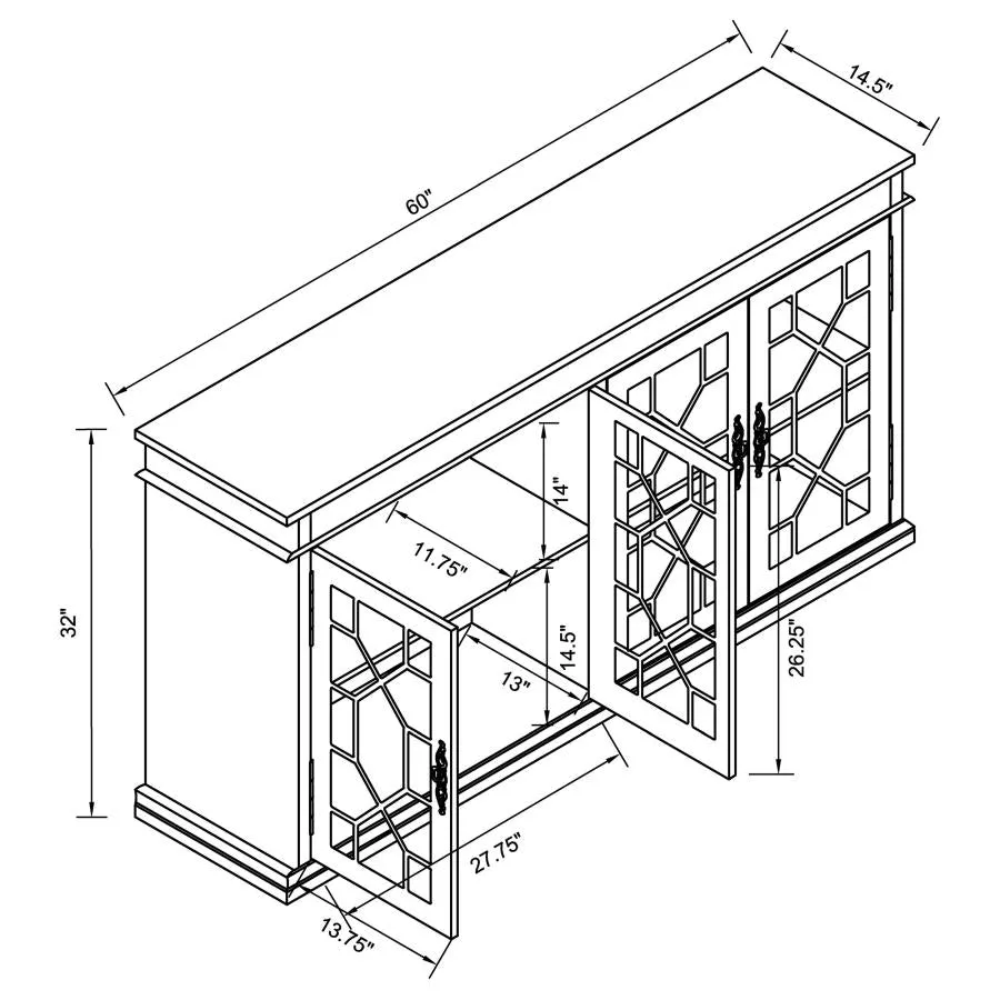 4-door Accent Cabinet with Adjustable Shelves White