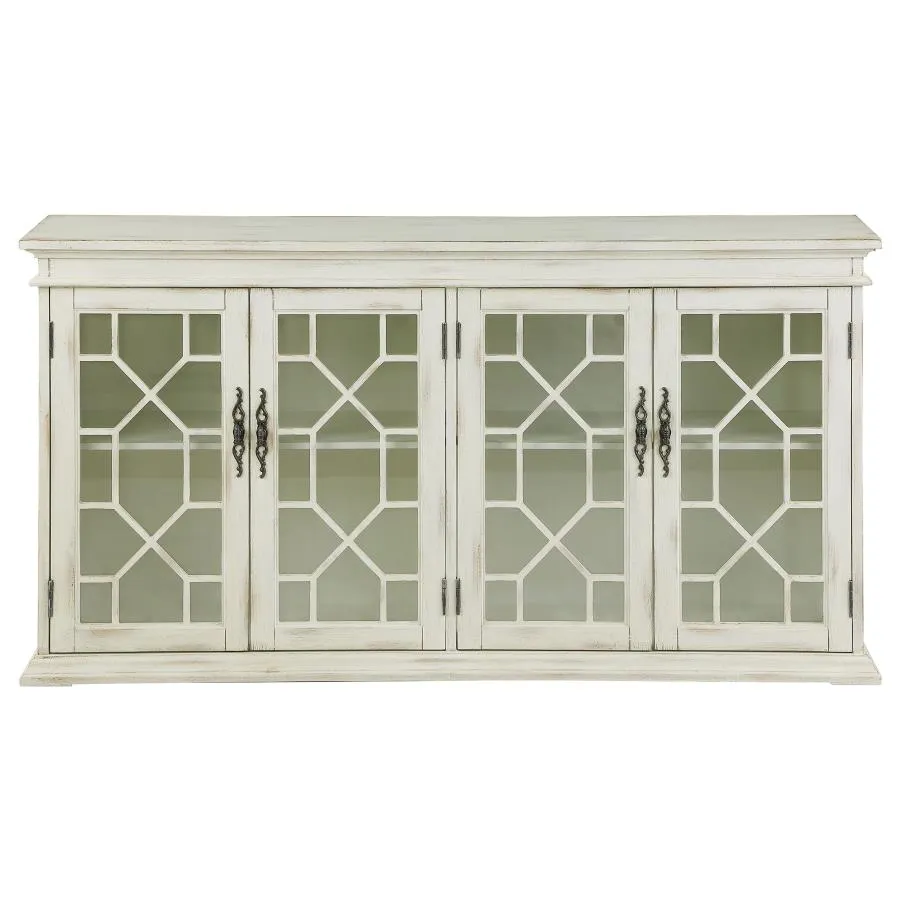 4-door Accent Cabinet with Adjustable Shelves White