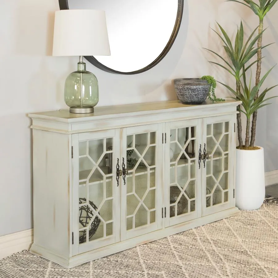 4-door Accent Cabinet with Adjustable Shelves White