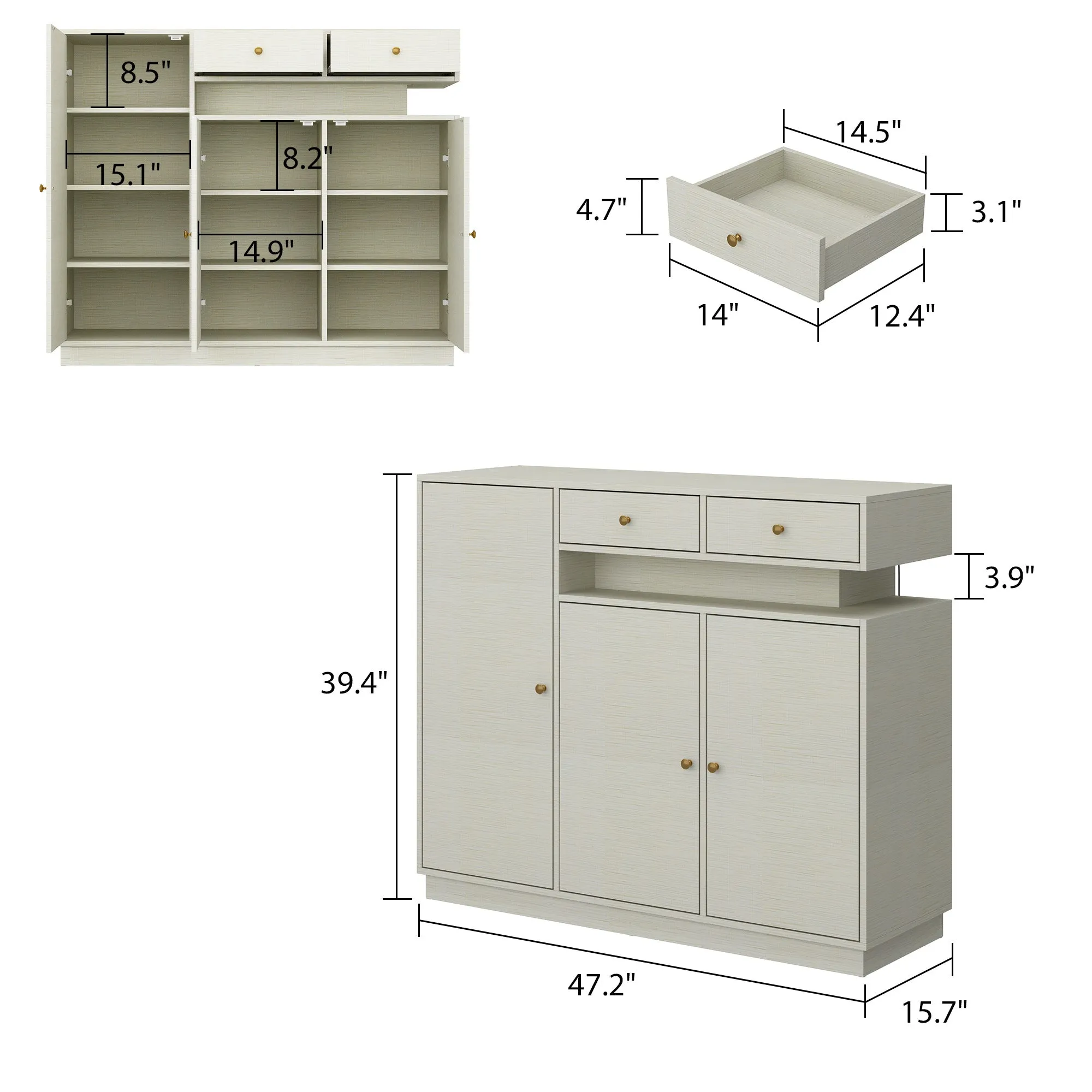 47.2'' Wide 20 Pair Shoe Storage Cabinet with LED Light