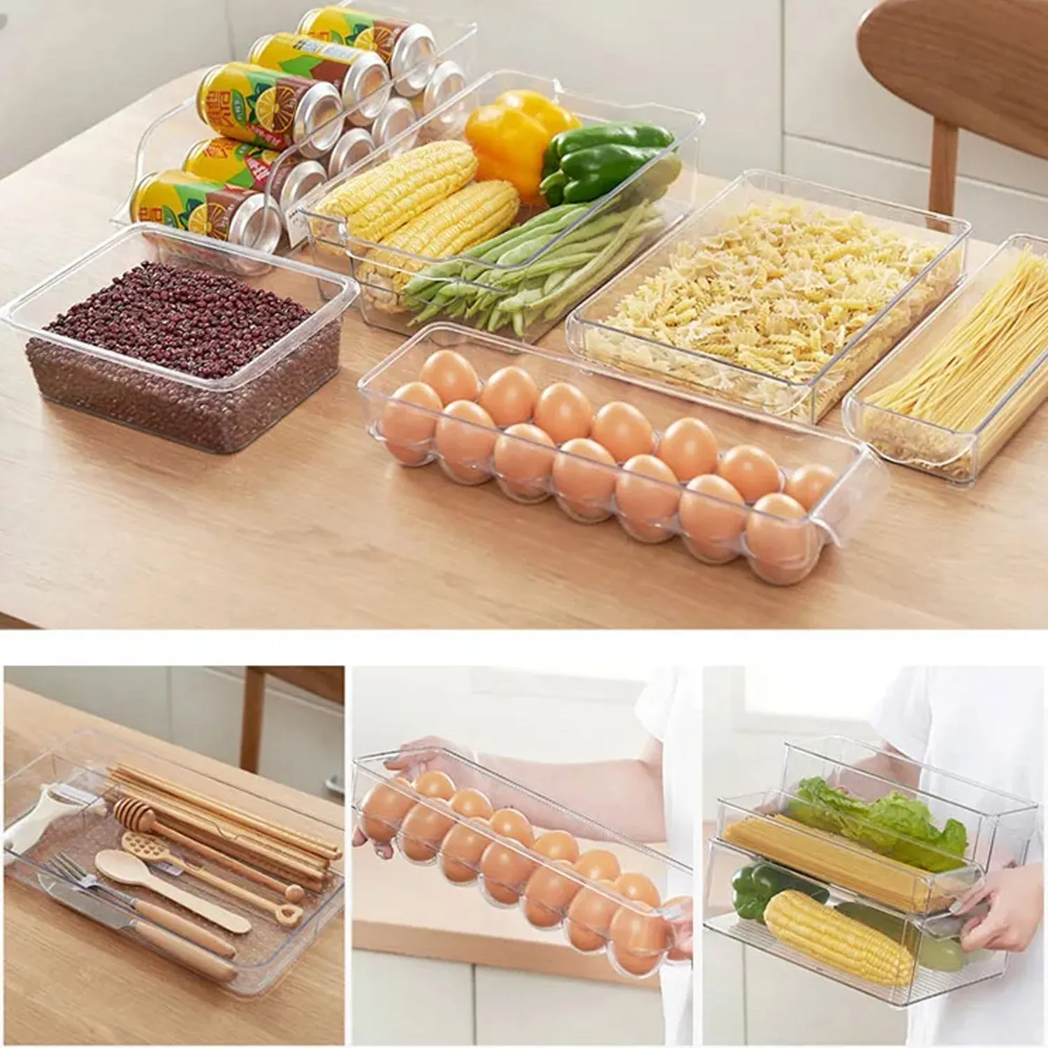 5248 Refrigerator Organizer Bins Stackable Fridge Organizers for Freezer, Kitchen, Cabinets Box