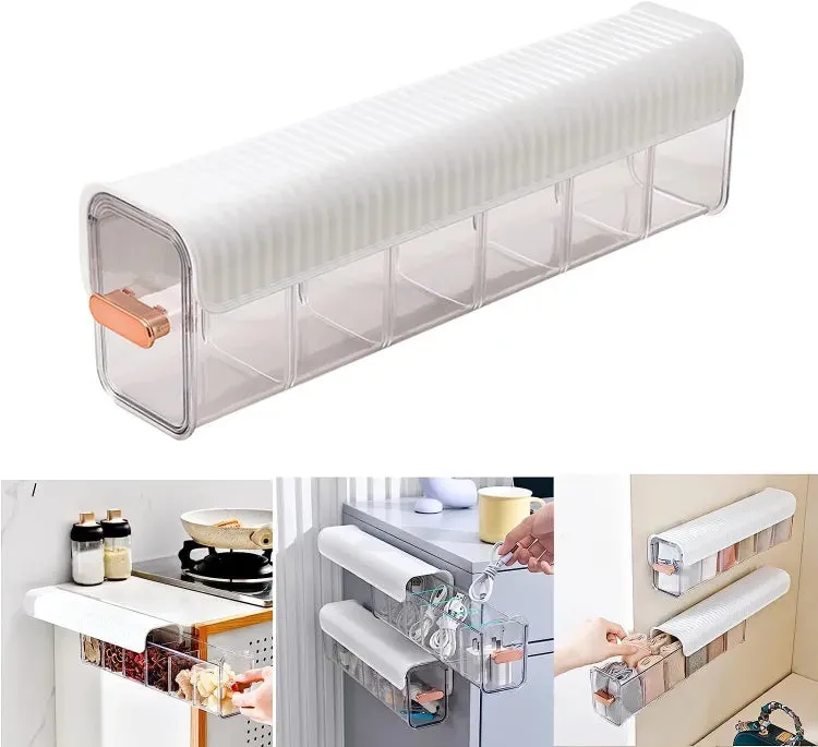 6 Cell Clear Wall Mounted Storage Box, Hole Free Multifunctional Storage Box, Indoor Wall Mounted Drawer Organizer for Clothes