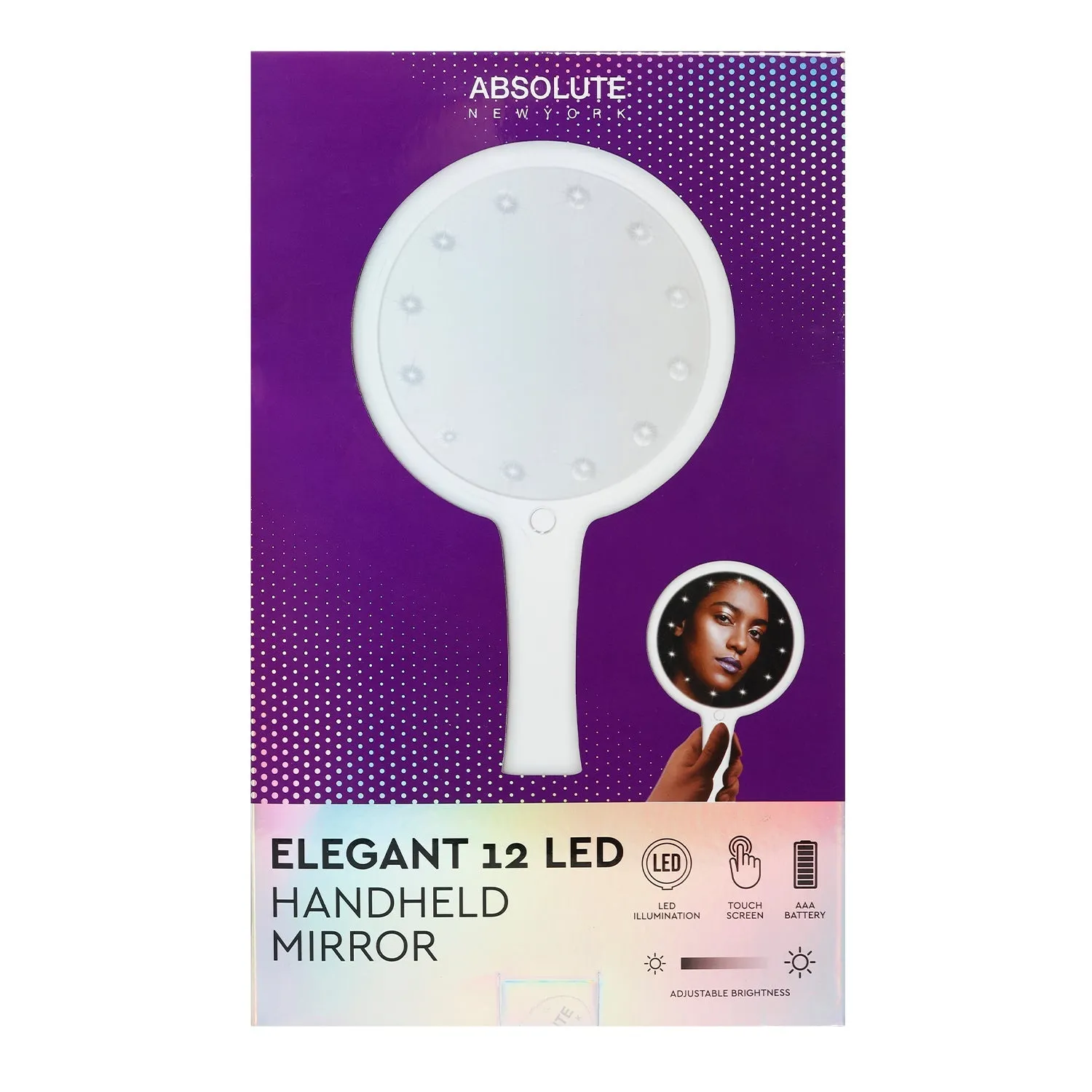 Absolute New York LED Makeup Round Handheld Mirror