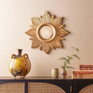 AH.WOODHANDICRAFTS Sunburst Wall Mirror, Gold SIZE 24/24