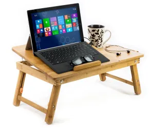 Aleratec Natural Bamboo Laptop Cooling Stand Up to 15 inch Bed Table Tray for Home