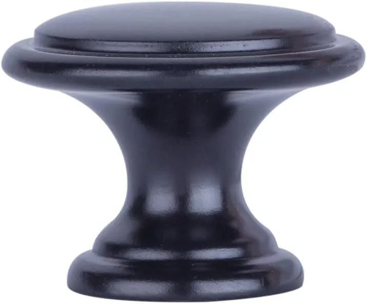 AmazonBasics Button Mushroom Cabinet Knob 1.25in Diameter Flat Black 10Pack