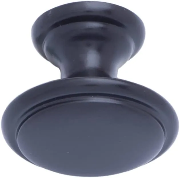 AmazonBasics Button Mushroom Cabinet Knob 1.25in Diameter Flat Black 10Pack