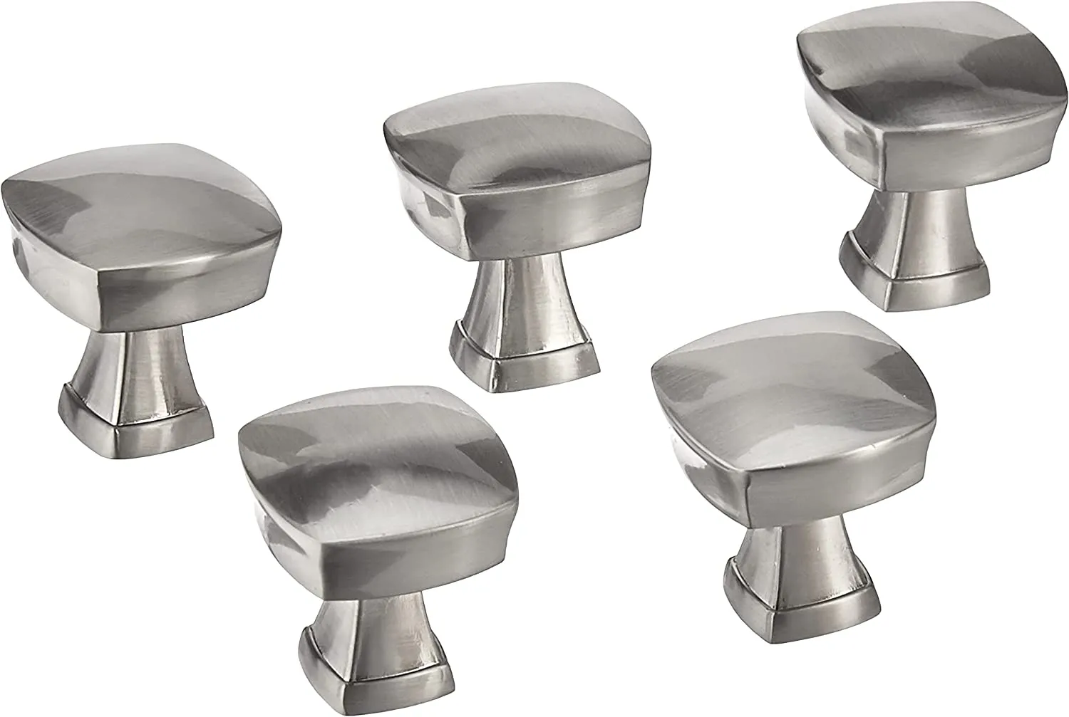 AmazonBasics Rounded Square Cabinet Knob 1.26IN Diameter Satin Nickel 25Pack