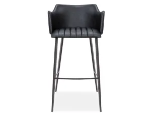 Andorra Bar Stool Vintage Black Seat - 75cm Seat Height Commercial Bar