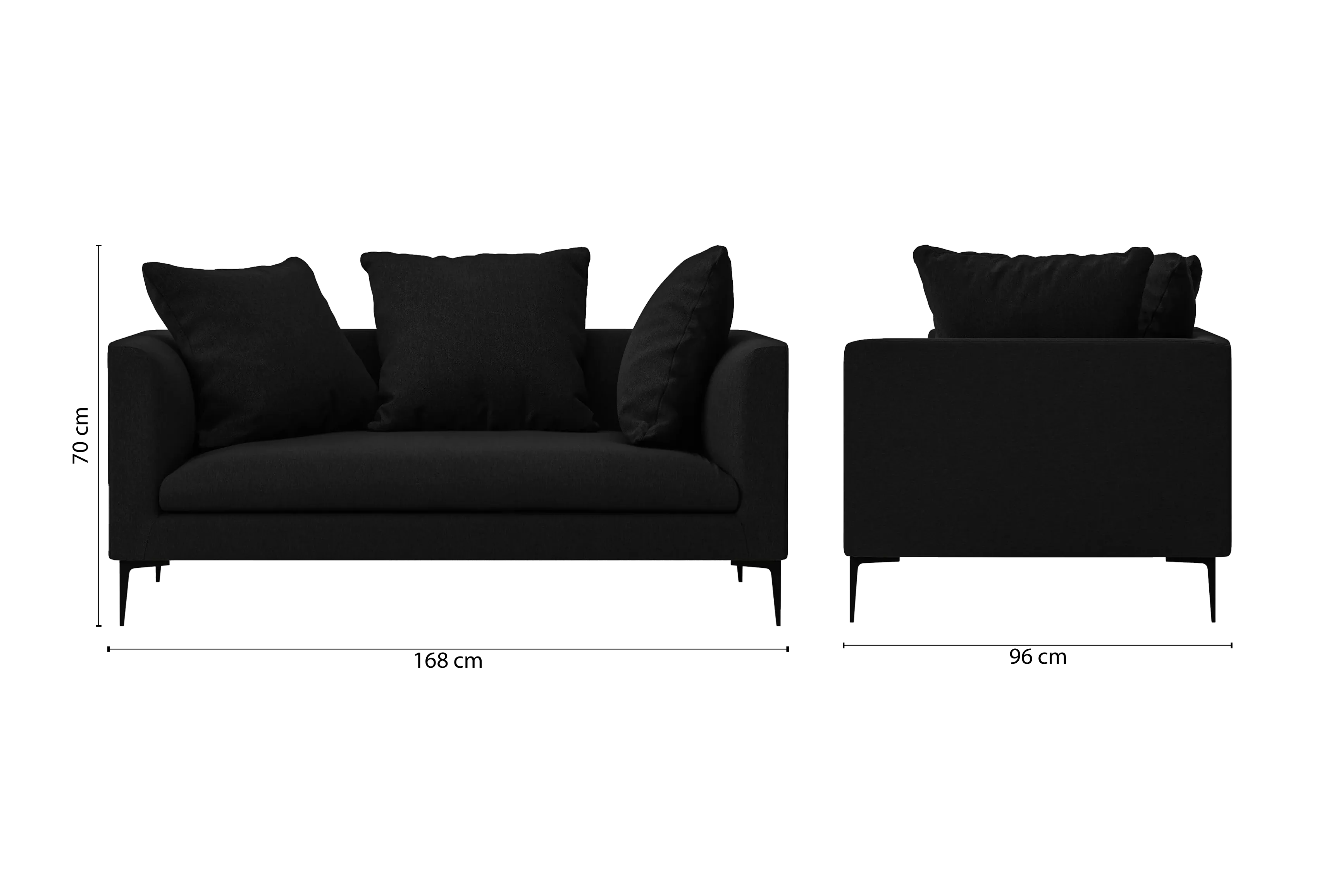 Aprilia 2 Seater Sofa Black Linen Fabric