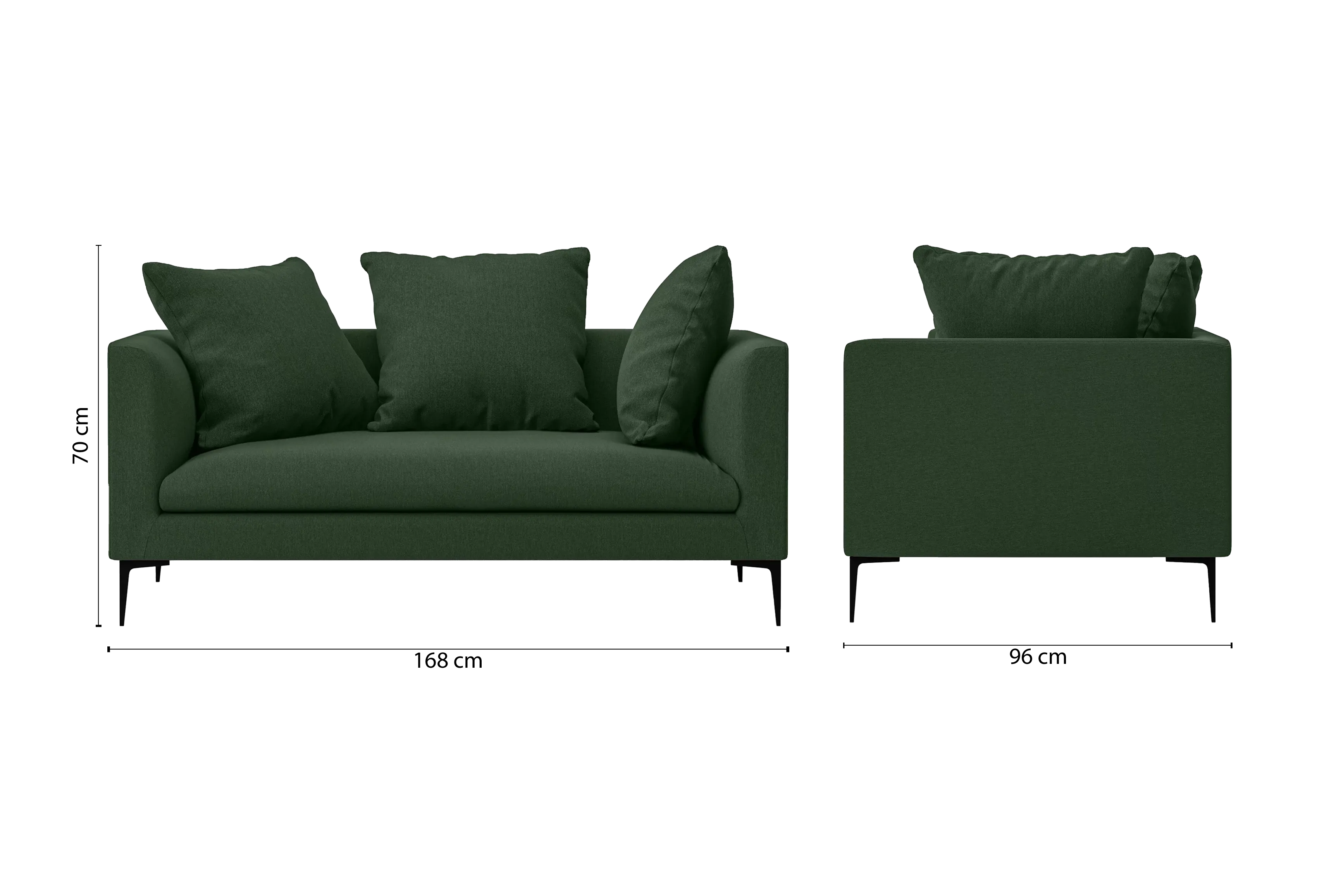 Aprilia 2 Seater Sofa Forest Green Linen Fabric