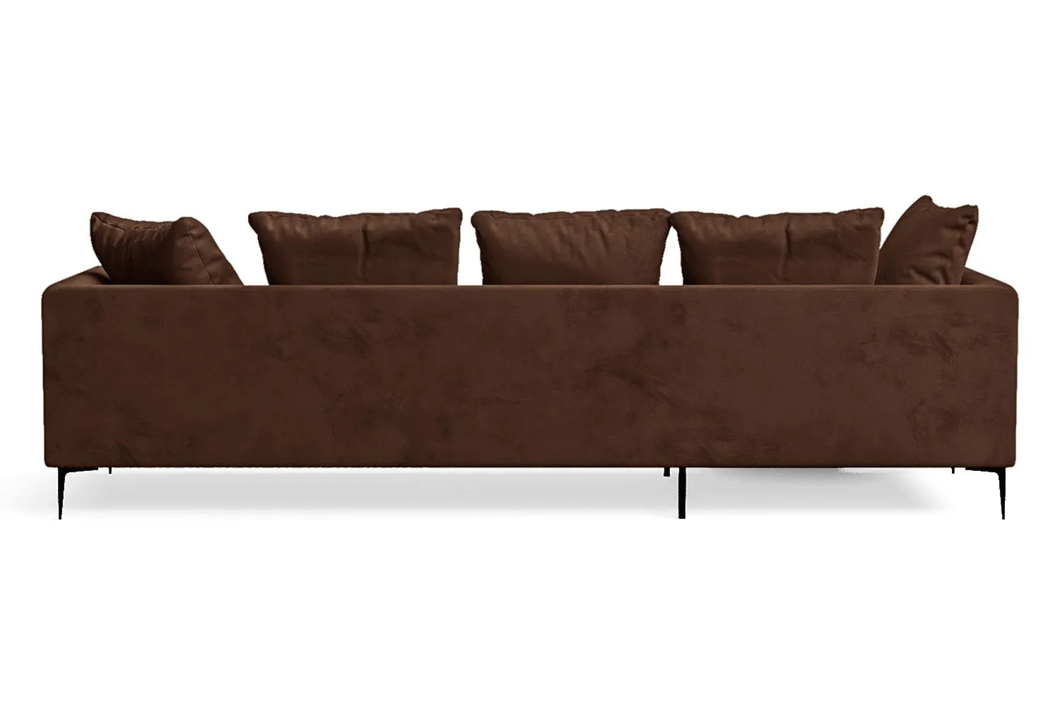 Aprilia 3 Seater Left Hand Facing Chaise Lounge Corner Sofa Coffee Brown Velvet