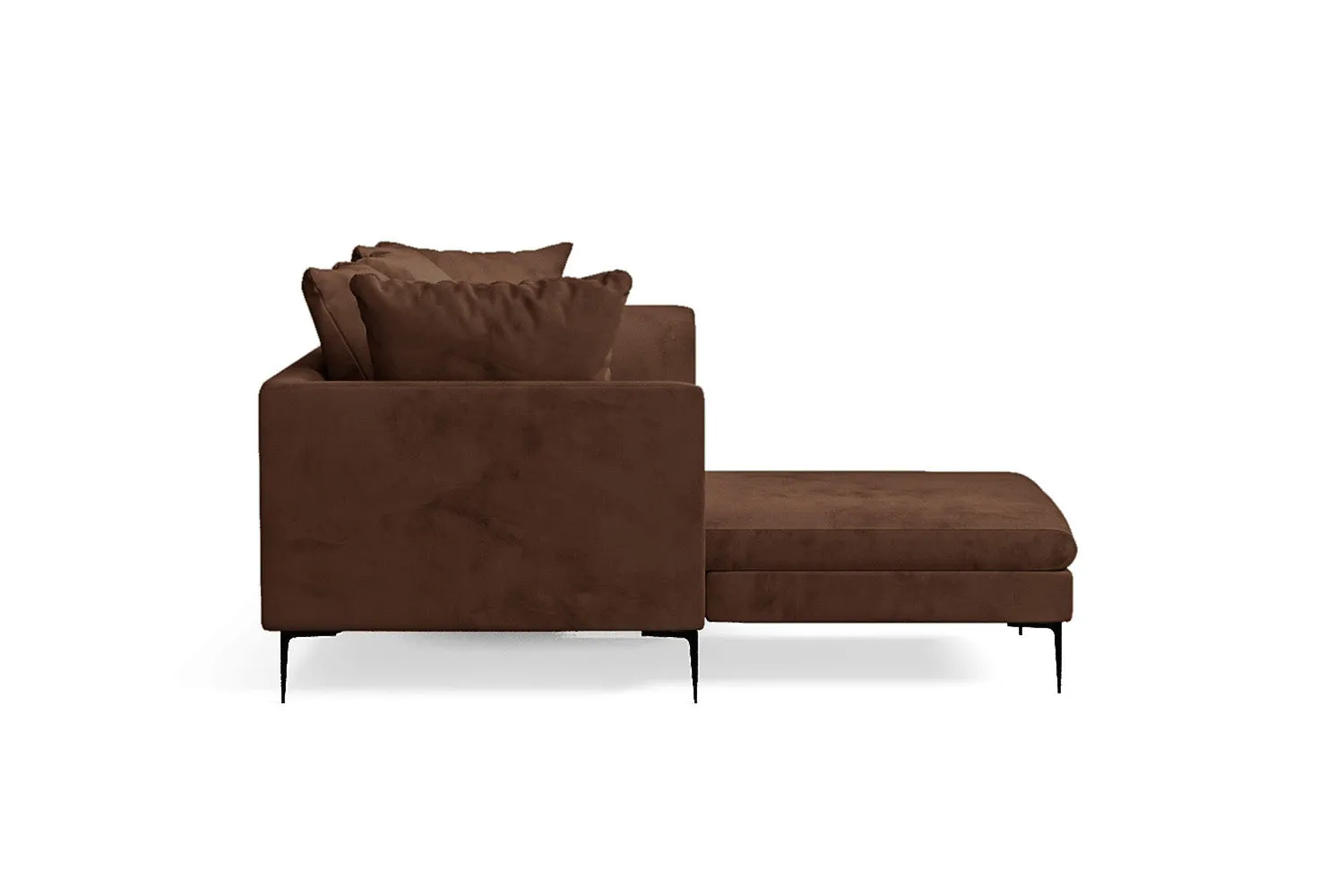 Aprilia 3 Seater Left Hand Facing Chaise Lounge Corner Sofa Coffee Brown Velvet