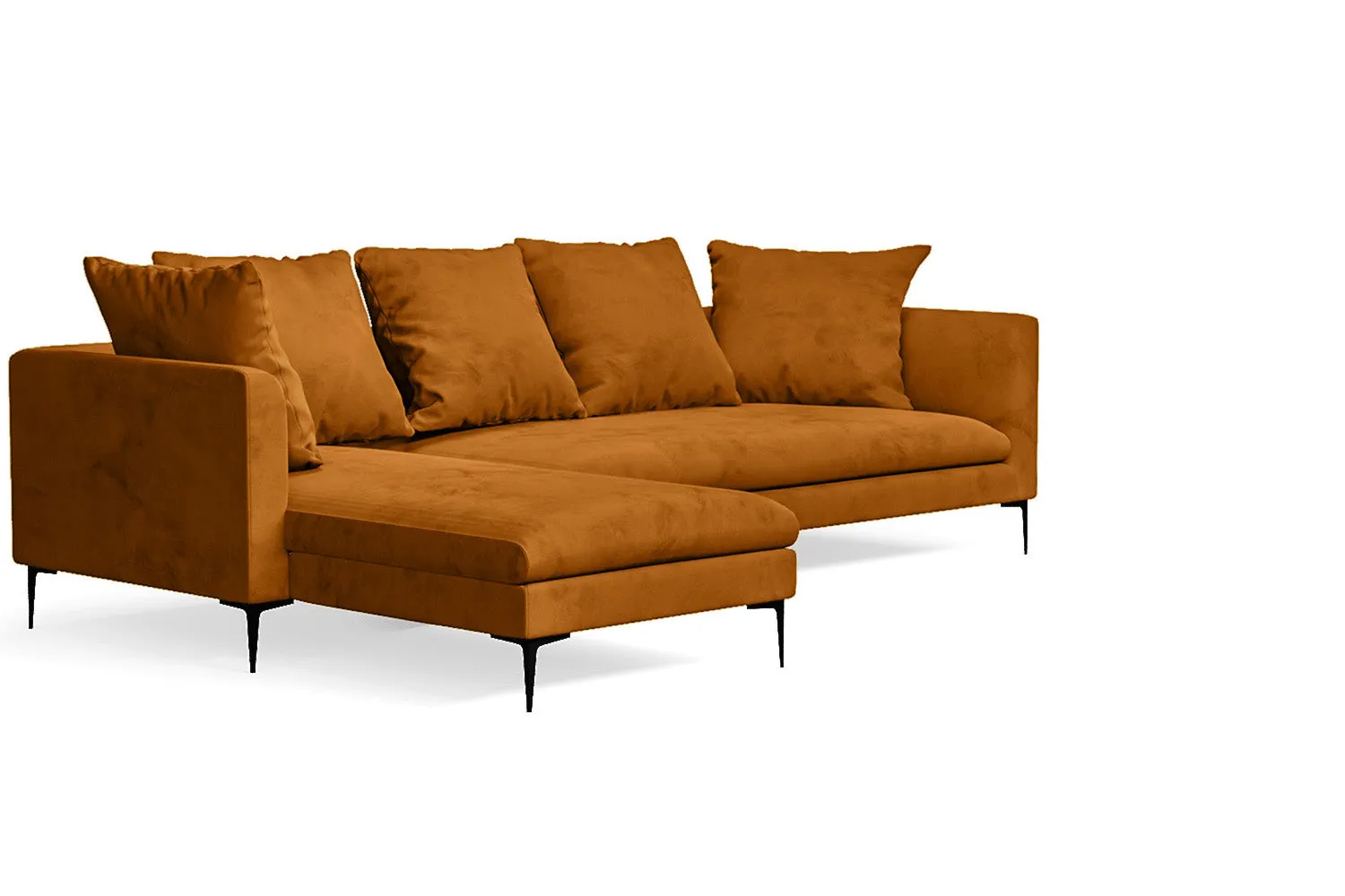 Aprilia 3 Seater Left Hand Facing Chaise Lounge Corner Sofa Gold Velvet