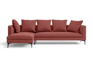 Aprilia 3 Seater Left Hand Facing Chaise Lounge Corner Sofa Rose Pink Linen Fabric