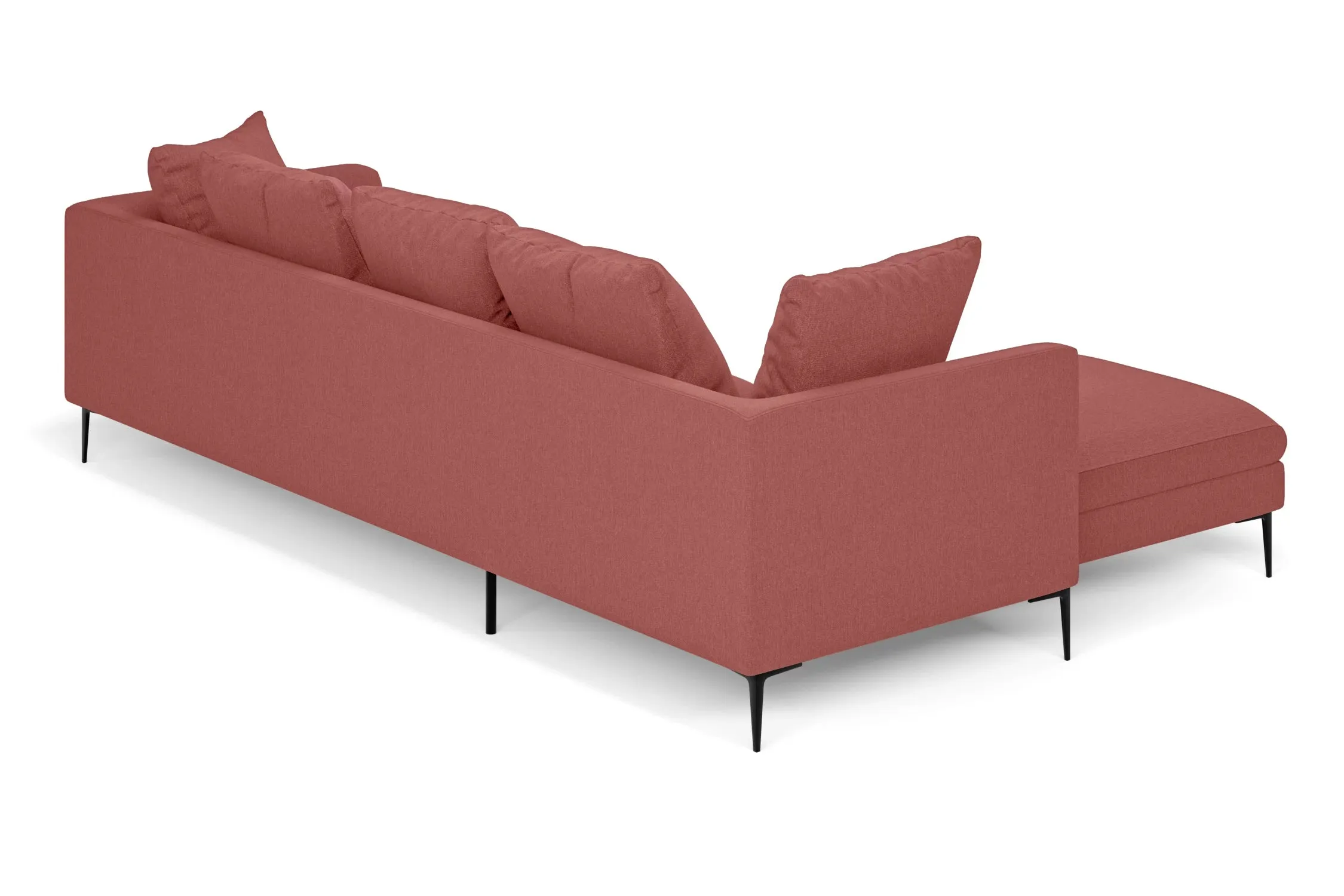 Aprilia 3 Seater Left Hand Facing Chaise Lounge Corner Sofa Rose Pink Linen Fabric