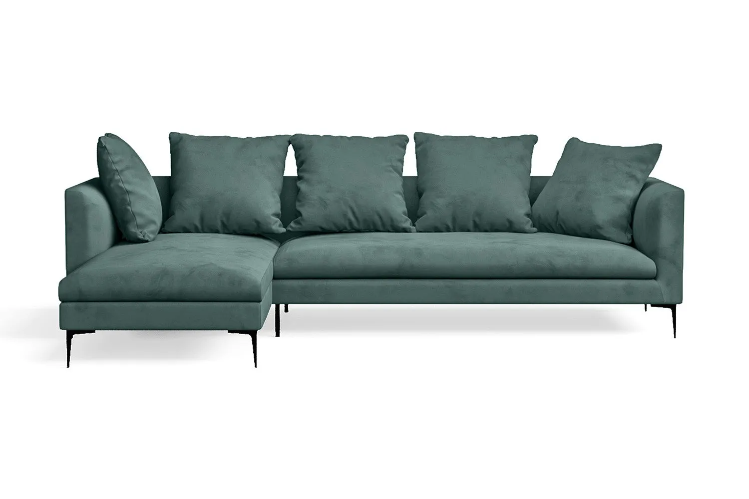 Aprilia 3 Seater Left Hand Facing Chaise Lounge Corner Sofa Teal Velvet