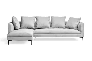 Aprilia 3 Seater Left Hand Facing Chaise Lounge Corner Sofa White Velvet