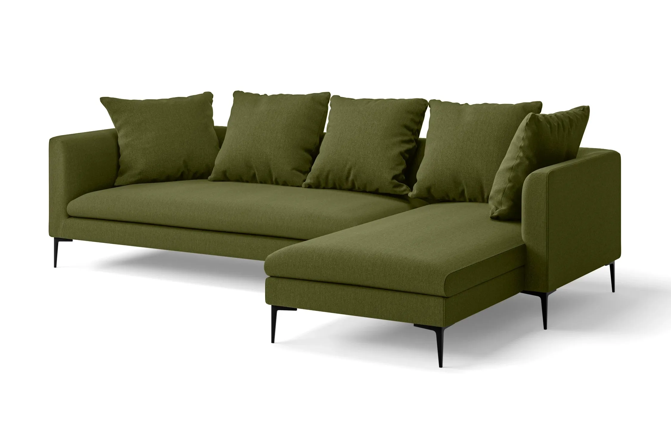 Aprilia 3 Seater Right Hand Facing Chaise Lounge Corner Sofa Olive Linen Fabric