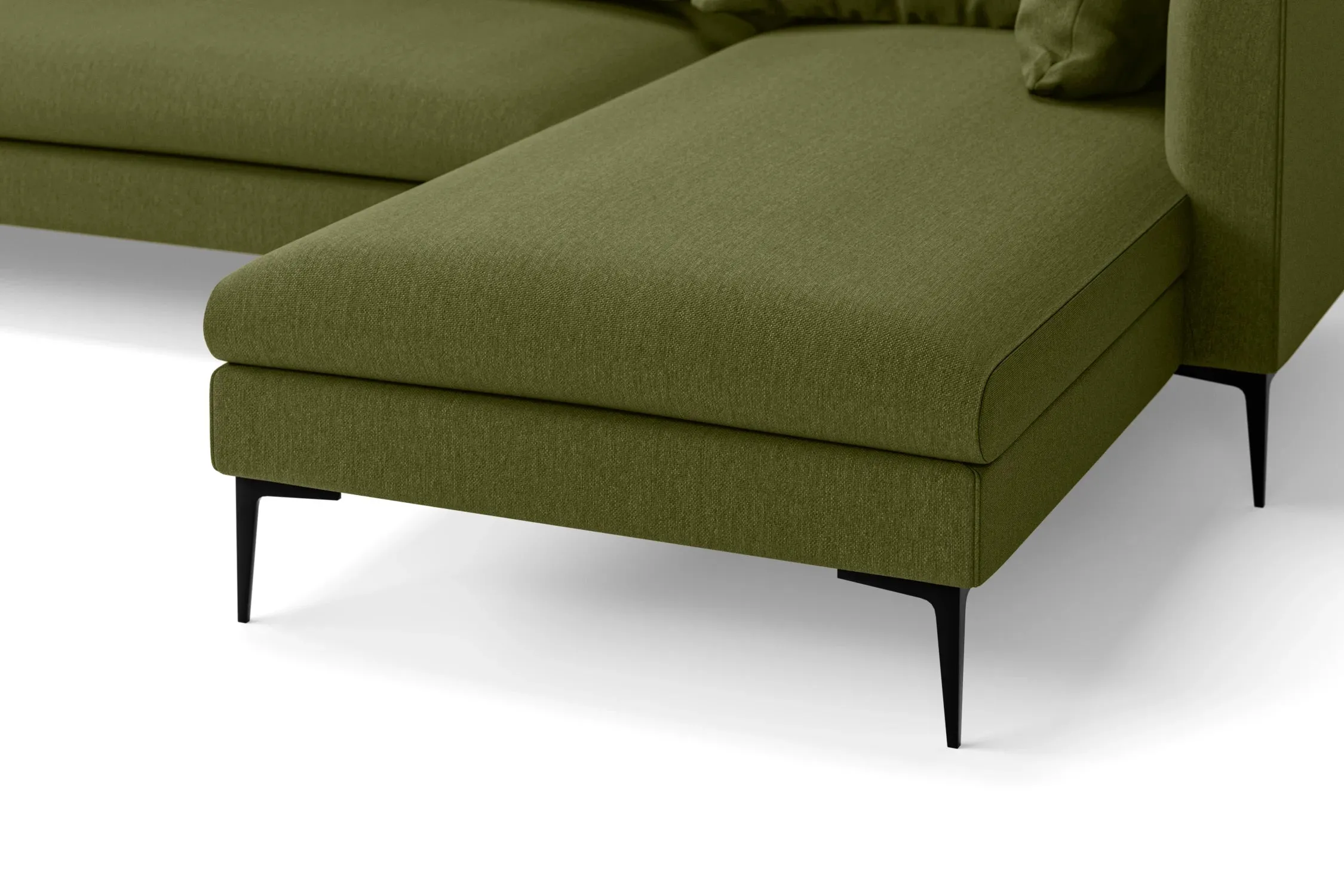 Aprilia 3 Seater Right Hand Facing Chaise Lounge Corner Sofa Olive Linen Fabric