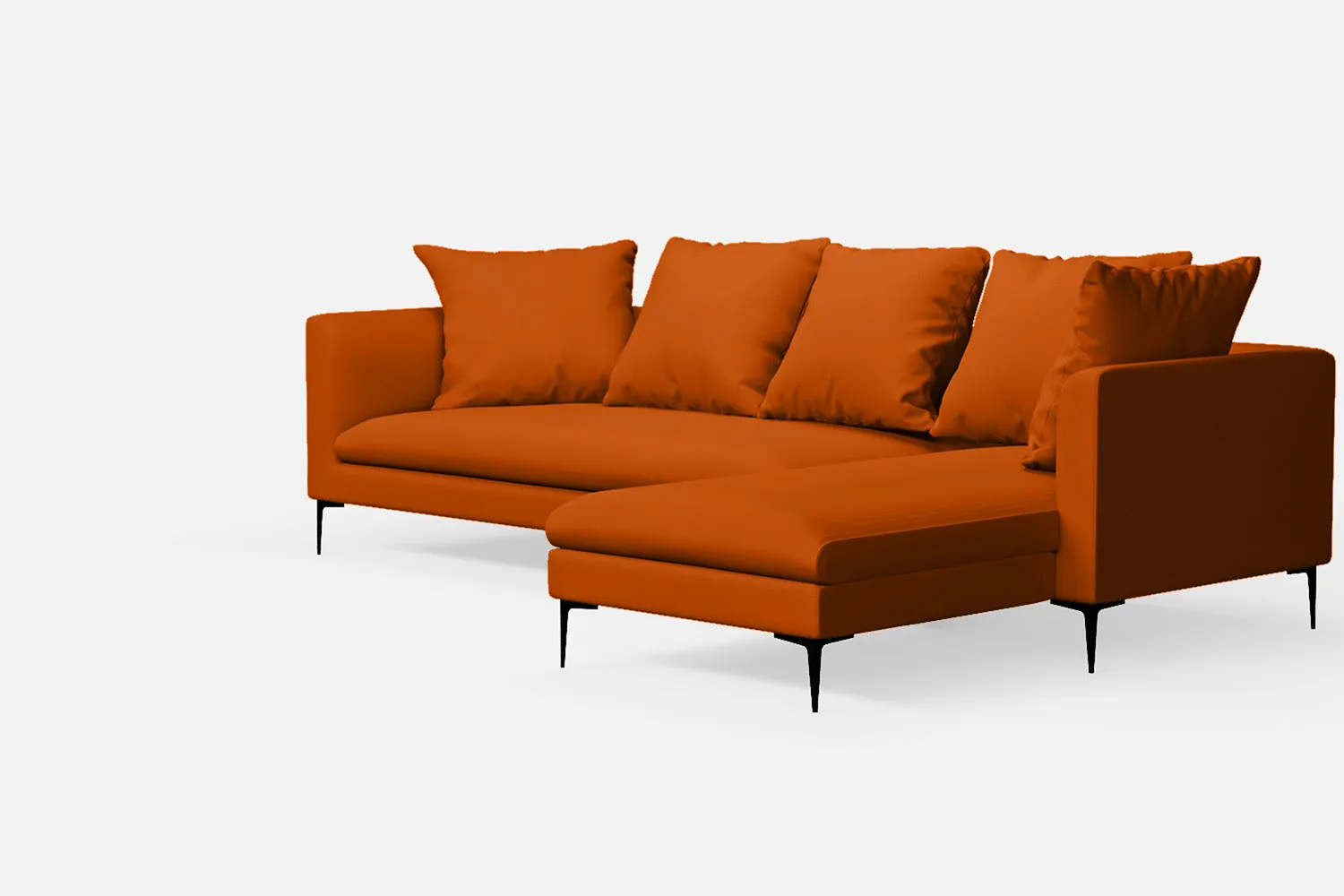 Aprilia 3 Seater Right Hand Facing Chaise Lounge Corner Sofa Orange Leather