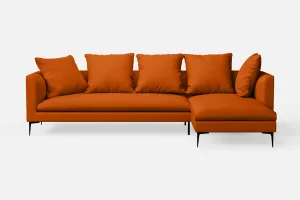 Aprilia 3 Seater Right Hand Facing Chaise Lounge Corner Sofa Orange Leather