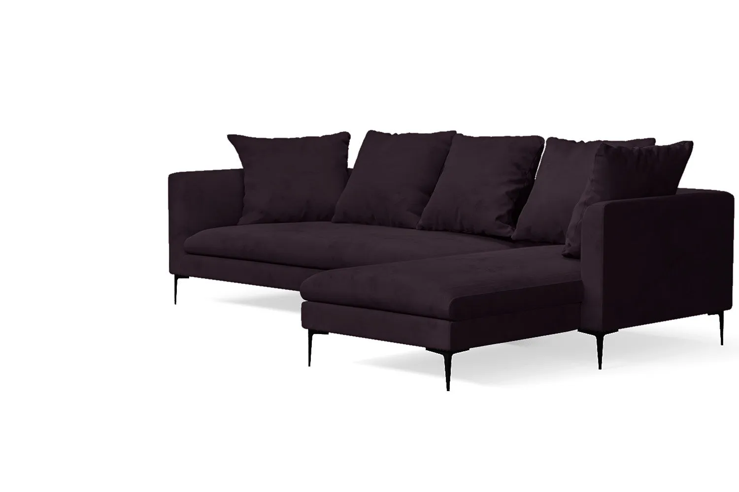 Aprilia 3 Seater Right Hand Facing Chaise Lounge Corner Sofa Purple Velvet