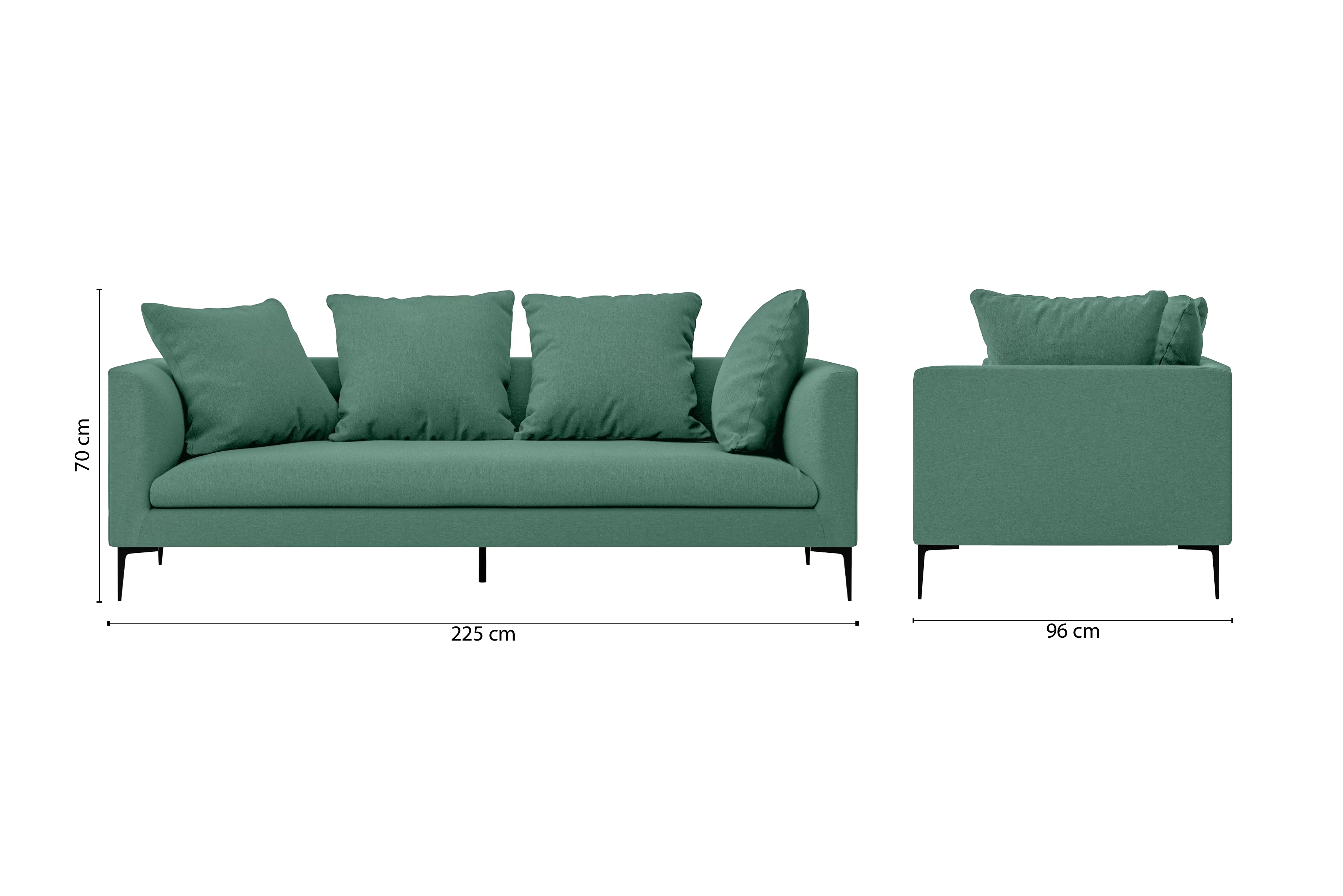 Aprilia 3 Seater Sofa Mint Green Linen Fabric