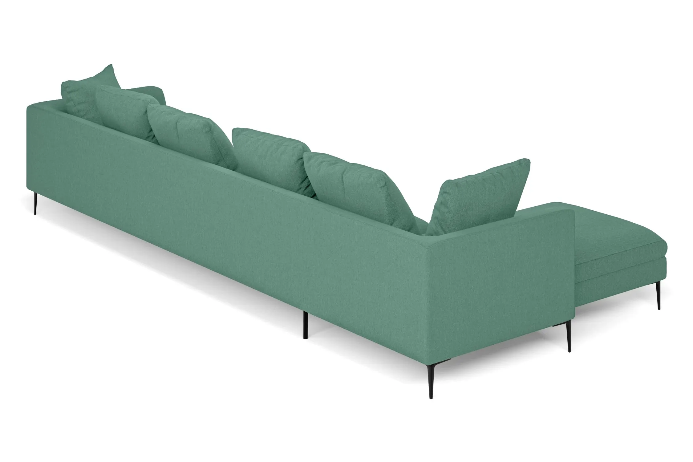 Aprilia 4 Seater Left Hand Facing Chaise Lounge Corner Sofa Mint Green Linen Fabric