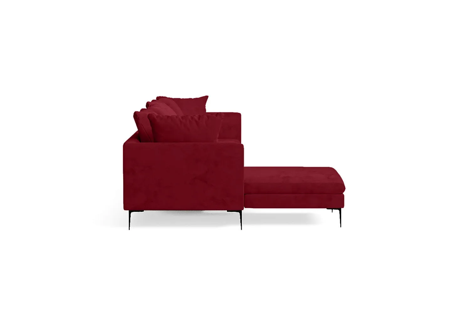 Aprilia 4 Seater Left Hand Facing Chaise Lounge Corner Sofa Red Velvet