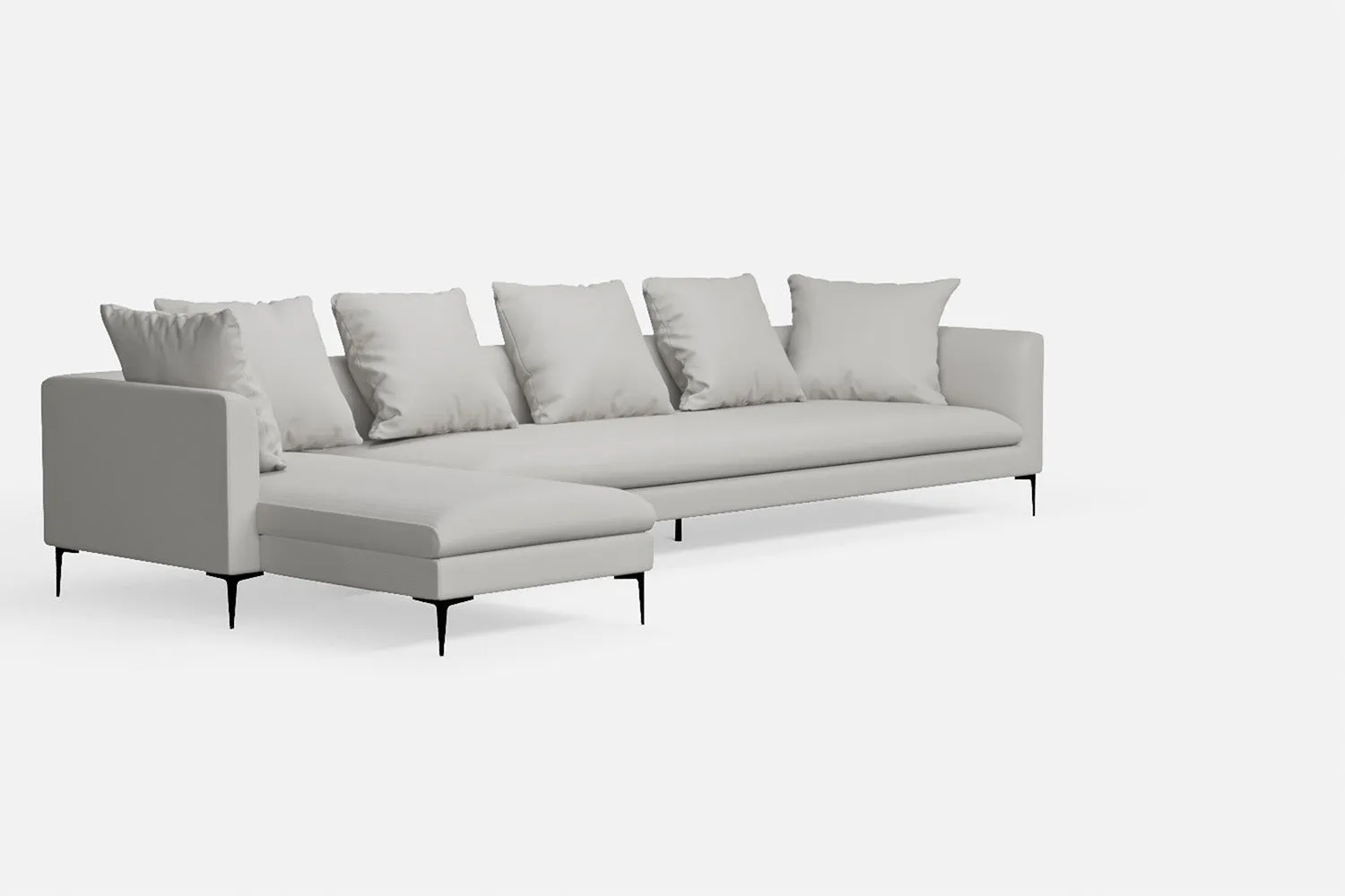 Aprilia 4 Seater Left Hand Facing Chaise Lounge Corner Sofa White Leather