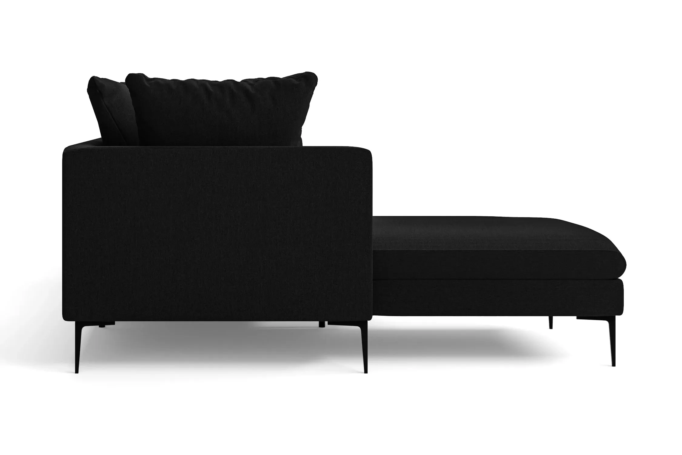 Aprilia 4 Seater Right Hand Facing Chaise Lounge Corner Sofa Black Linen Fabric