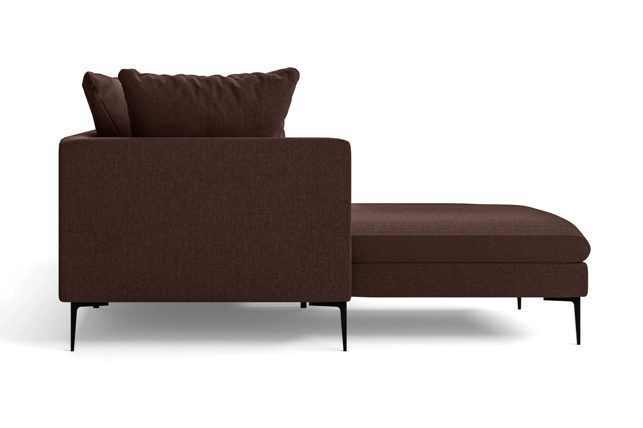 Aprilia 4 Seater Right Hand Facing Chaise Lounge Corner Sofa Coffee Brown Linen Fabric