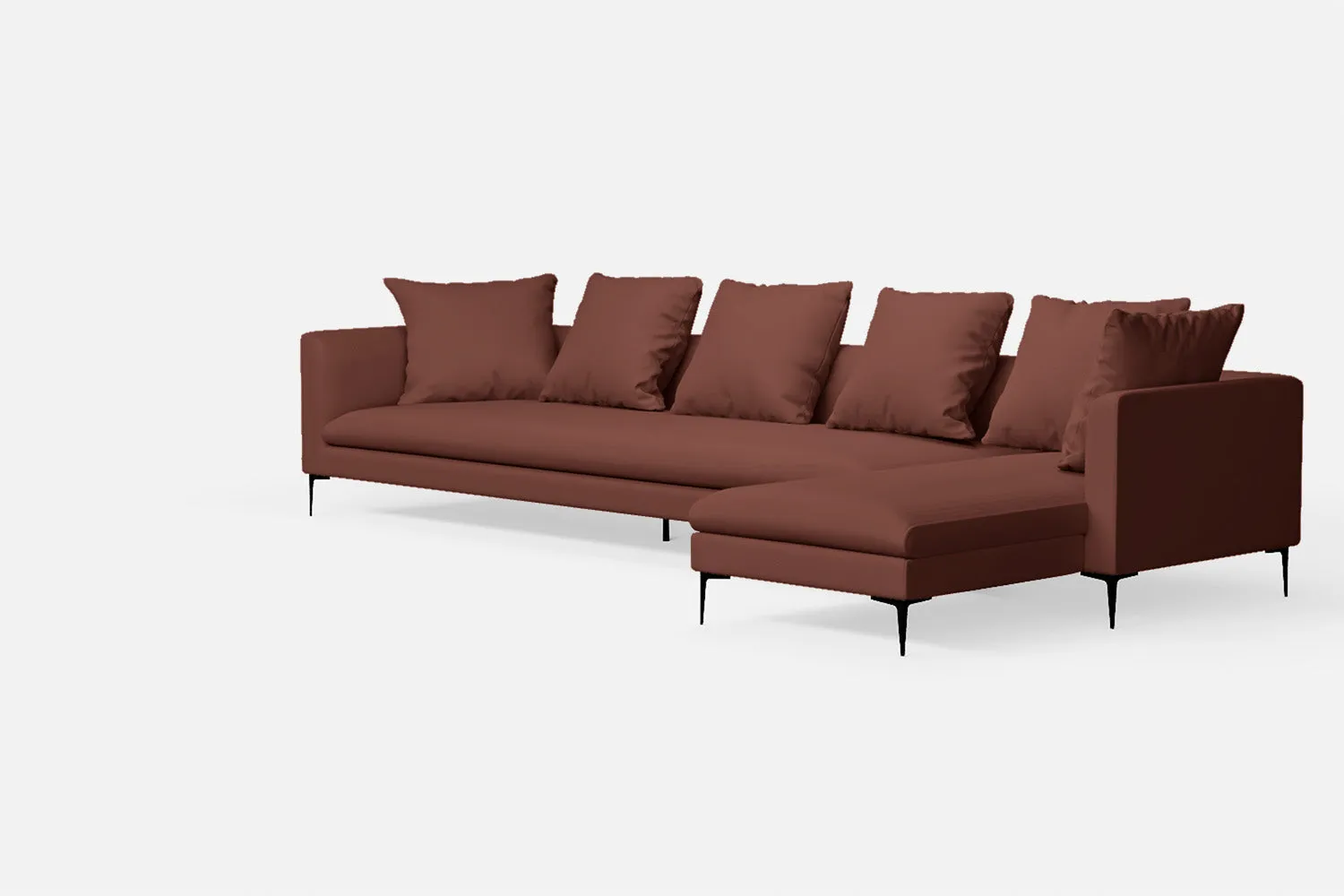 Aprilia 4 Seater Right Hand Facing Chaise Lounge Corner Sofa Mauve Leather