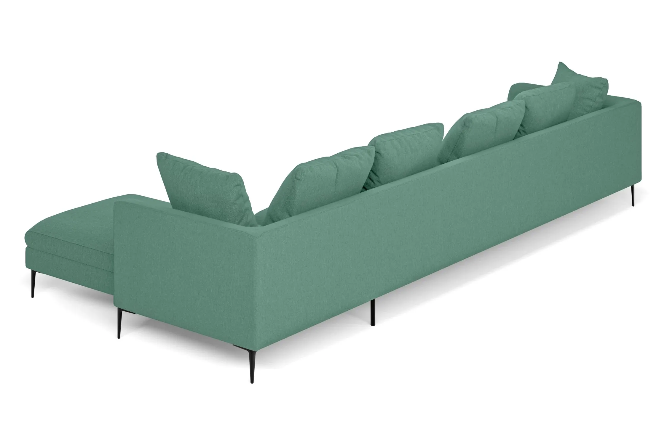 Aprilia 4 Seater Right Hand Facing Chaise Lounge Corner Sofa Mint Green Linen Fabric