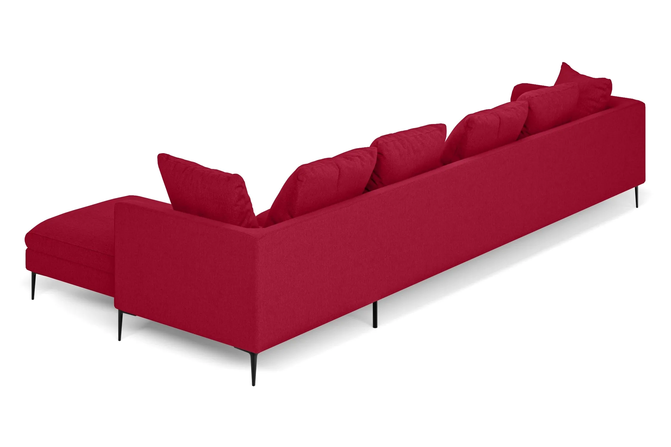 Aprilia 4 Seater Right Hand Facing Chaise Lounge Corner Sofa Red Linen Fabric