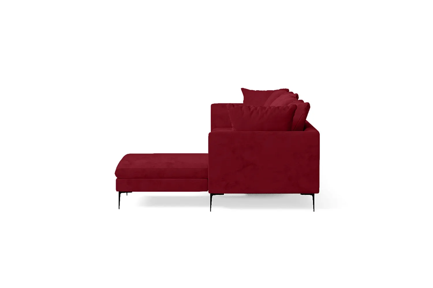 Aprilia 4 Seater Right Hand Facing Chaise Lounge Corner Sofa Red Velvet