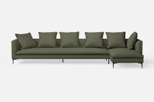 Aprilia 4 Seater Right Hand Facing Chaise Lounge Corner Sofa Sage Leather