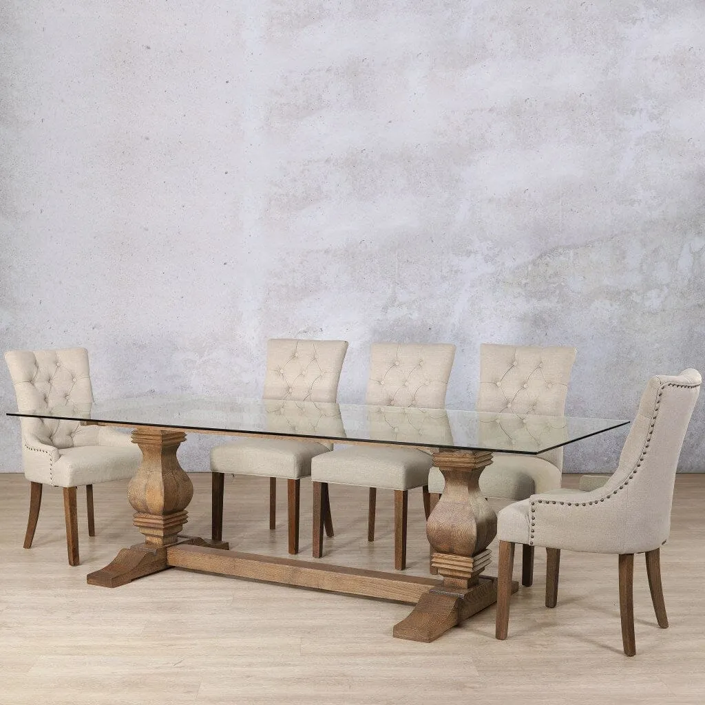 Belmont Glass Top & Duchess 8 Seater Dining Set