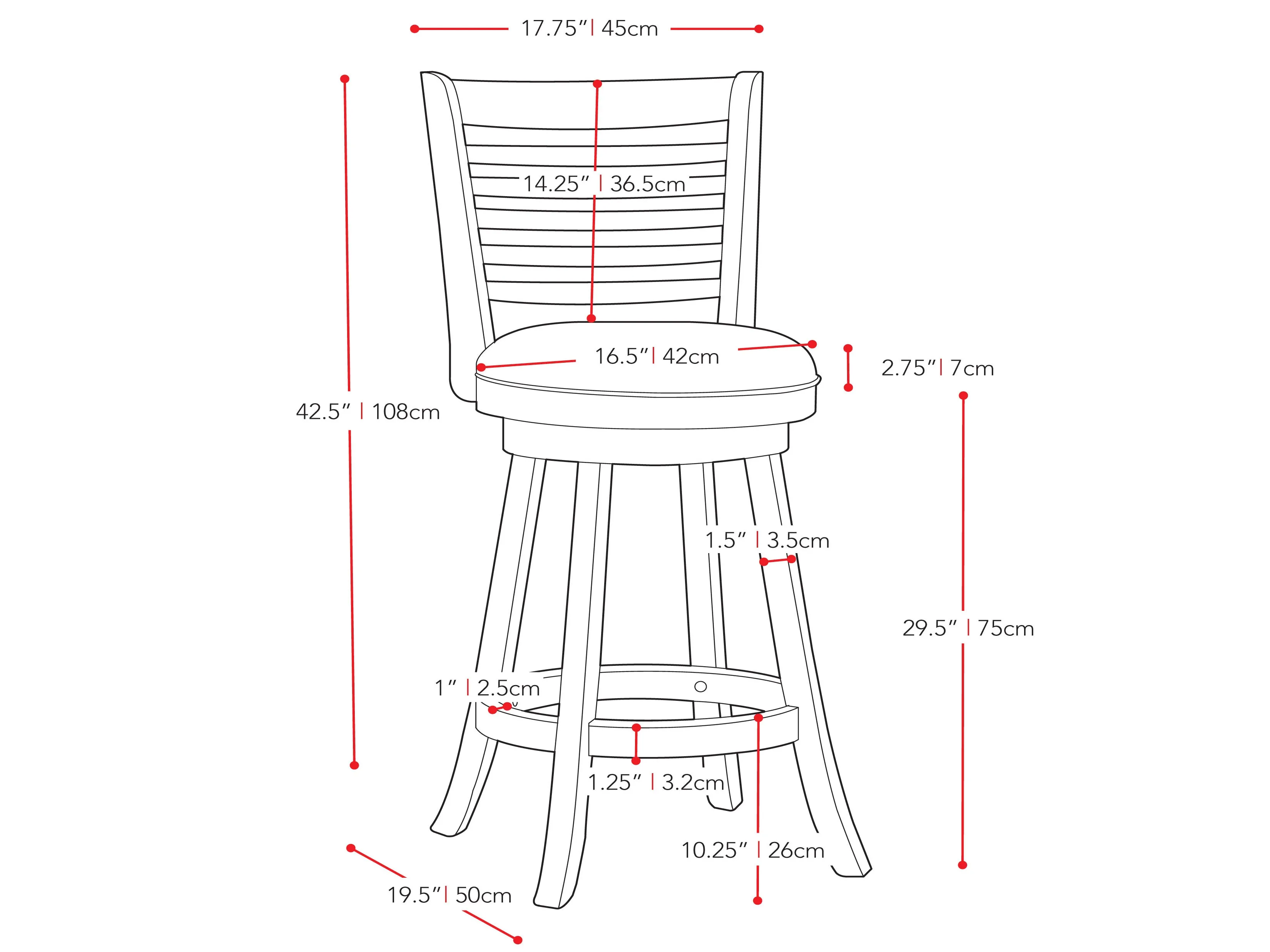 Black Bar Height Bar Stools, Set of 2