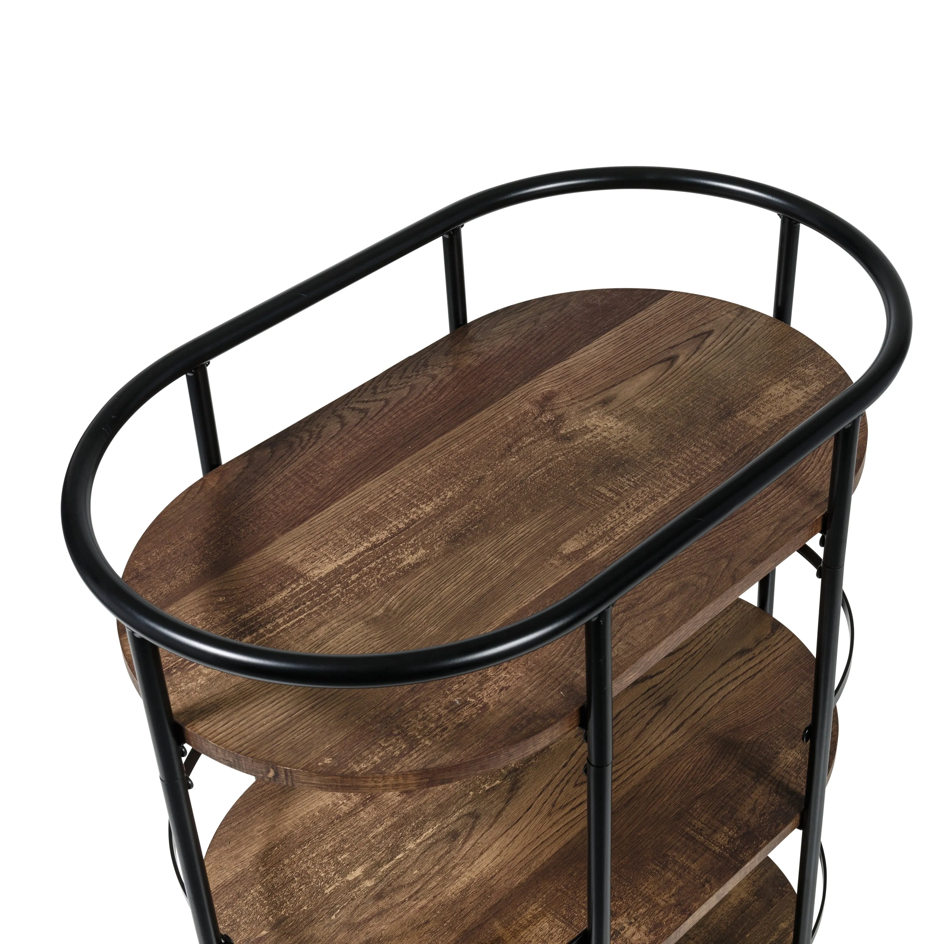 Black/Rustic Brown 3-Tier Rolling Bar and Serving Cart